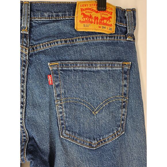 LEVI’S MEN’S 511 SLIM FIT JEANS – W34 L30 – BLUE STRETCH DENIM – COMFORT & STYLE - Picture 9 of 13